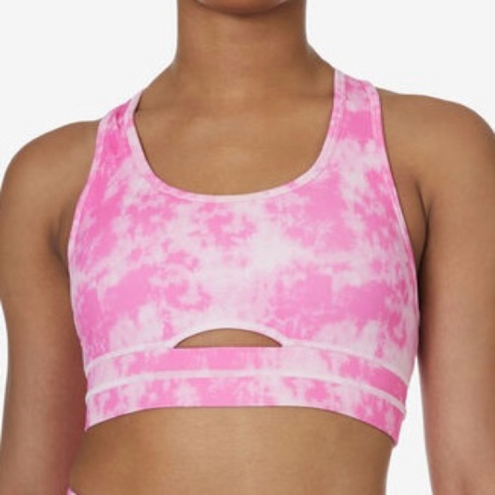 Fila Tie Dye Pink White Cut-Out Sports Bra Top